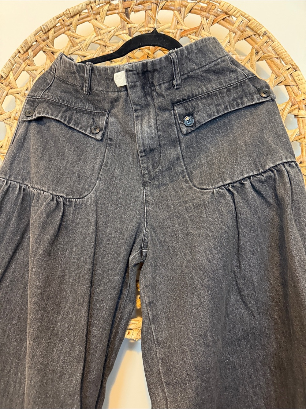 DAVI & DANI Black Washed Denim Wide-Leg Pants - Picture 7 of 16